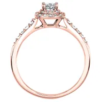 Double Halo Princess Diamond Engagement Ring 14K Rose Gold (0.50ct