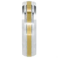 Gent's Three-Stone Diamond Band in 14K White and Yellow Gold (0.21ct t