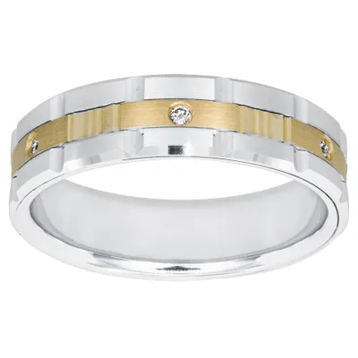 Gent's Comfort Fit Two-Tone Diamond Ring 14K White and Yellow Gold (0.