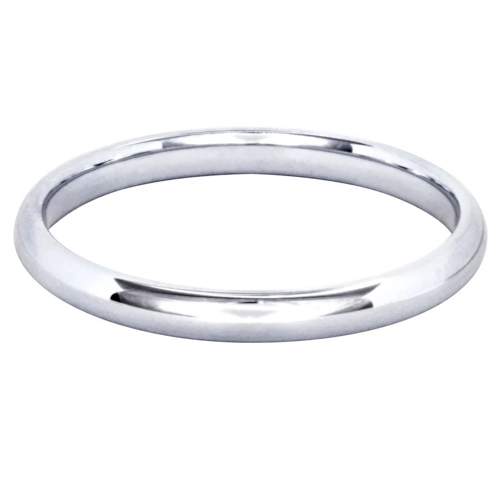 Low Dome Comfort Fit Wedding Band 14K White Gold (2MM)