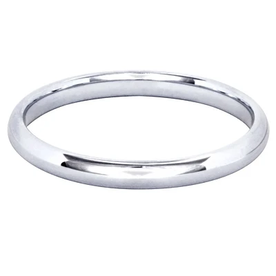 Low Dome Comfort Fit Wedding Band 14K White Gold (2MM)