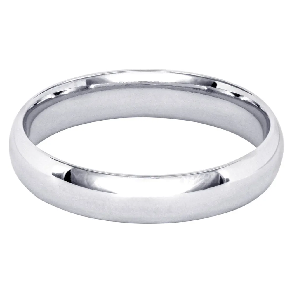 Low Dome Comfort Fit Wedding Band 14K White Gold (4MM)