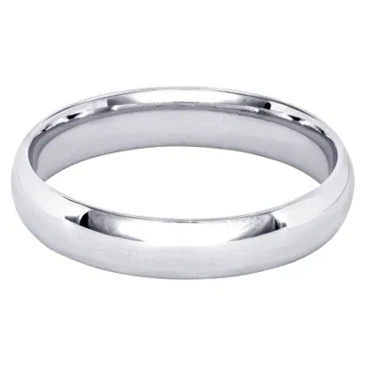 Low Dome Comfort Fit Wedding Band 14K White Gold (4MM)