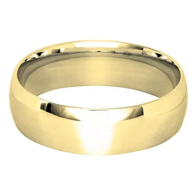 Low Dome Comfort Fit Wedding Band 14K Yellow Gold (6MM)