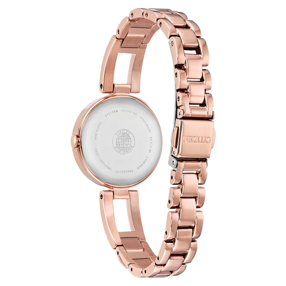 Citizen Women's Axiom Eco-Drive Silver Dial Pink Gold Tone Watch | EM0