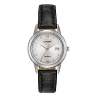 Citizen Women's Corso Eco-Drive Black Leather Strap Watch | FE1086-04A