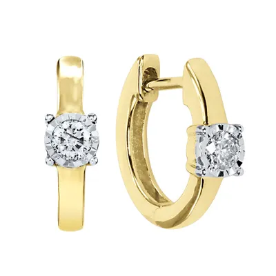 Diamond Hoop Earrings In 10K White Gold (0.13 ct tw