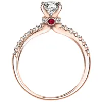 Lumina "Embrace" Ideal Cut Diamond Engagement Ring with Ruby Accent