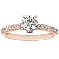 Lumina "Embrace" Ideal Cut Diamond Engagement Ring with Ruby Accent