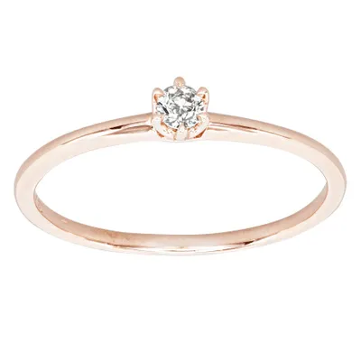 Petite Solitaire Diamond Ring 10K Rose Gold (0.07ct tw)