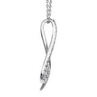 Ribbon Pendant Necklace with Diamonds in 10K White Gold (0.15ct tw)
