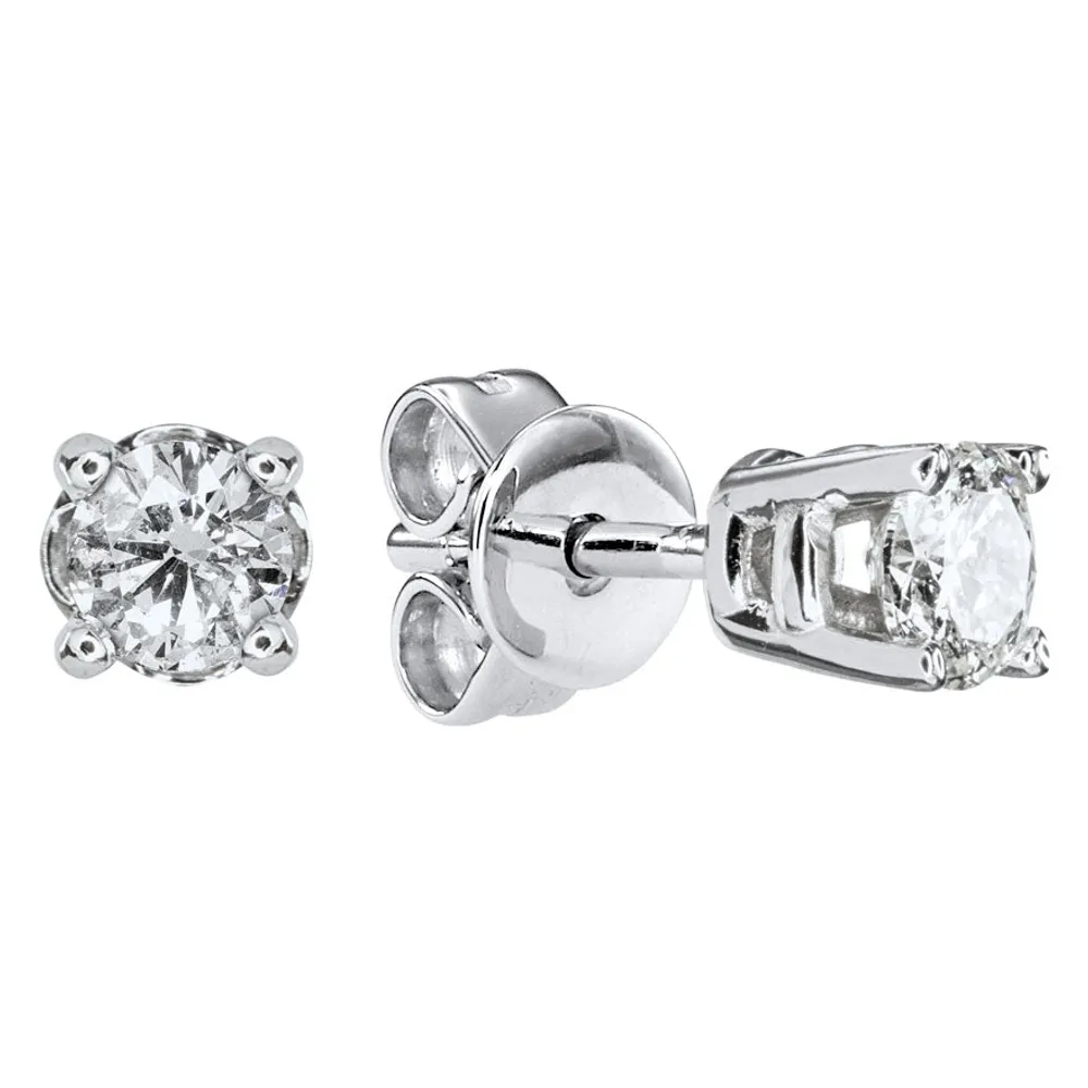 Solitaire Diamond Stud Earrings in 14K Gold ( ct tw