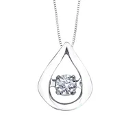 Teardrop Dancing Diamond Pendant in 10K White Gold (0.02ct tw)