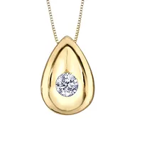 Tear Drop Diamond Pendant in 10K Yellow Gold (0.03ct tw)