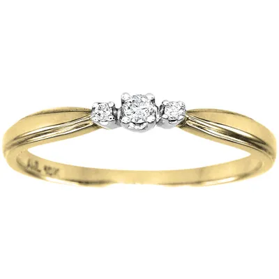 Three-Stone Diamond Promise Ring 10K White and Yellow Gold (0.04ct