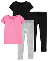 Toddler 4-Piece Cotton Shirts & Leggings Set