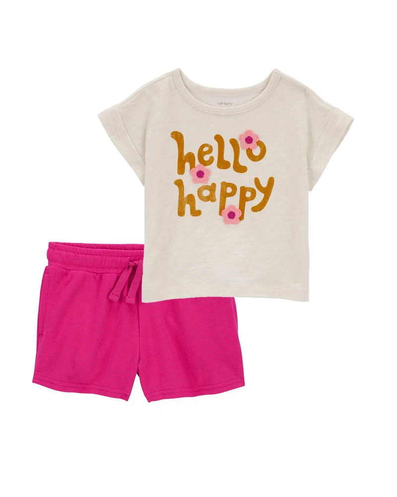 Toddler 2-Piece Hello Happy Tee & Pull-On Shorts Set