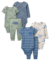 Baby 6-Piece Little Animals Bodysuit & Joggers Set