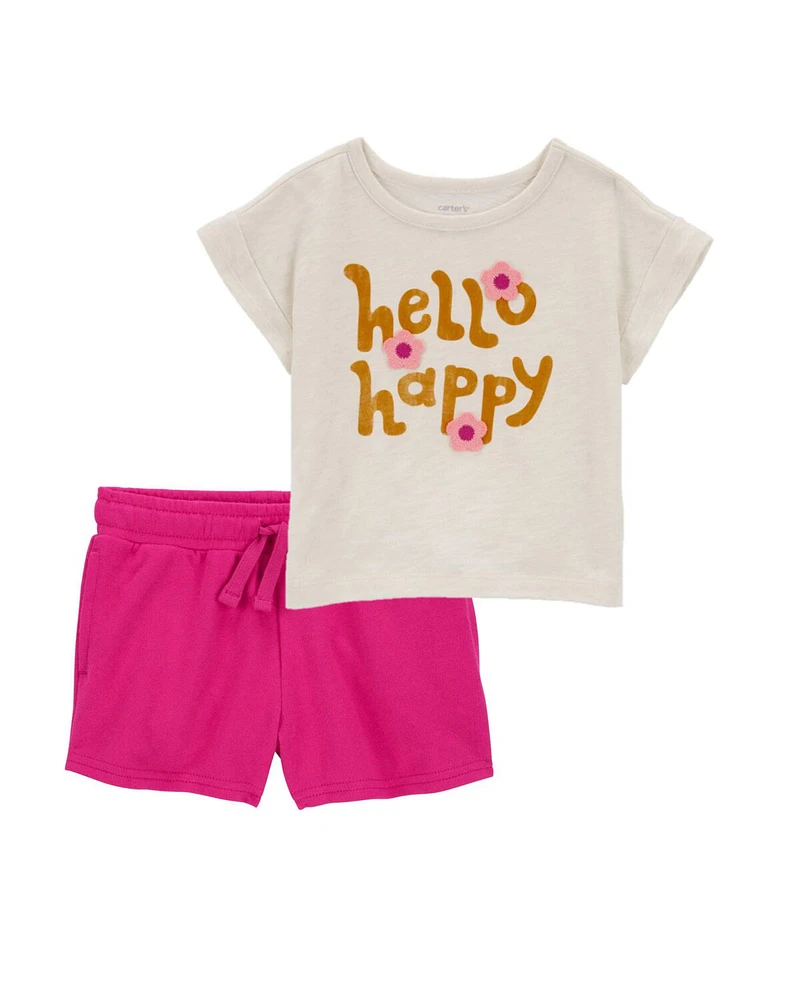Baby 2-Piece Hello Happy Tee & Pull-On Shorts Set