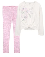 Kid 2-Piece Tie-Front Jersey Tee & Leggings Set