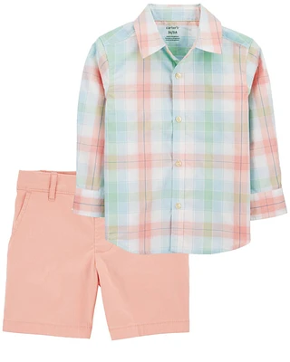 Toddler 2-Piece Button-Down Shirt & Chino Shorts Set