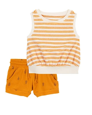 Toddler 2-Piece Striped Terry Tank & Pull-On Shorts Set