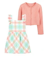 Toddler 2-Piece Flutter Dress & Button-Front Cardigan Set