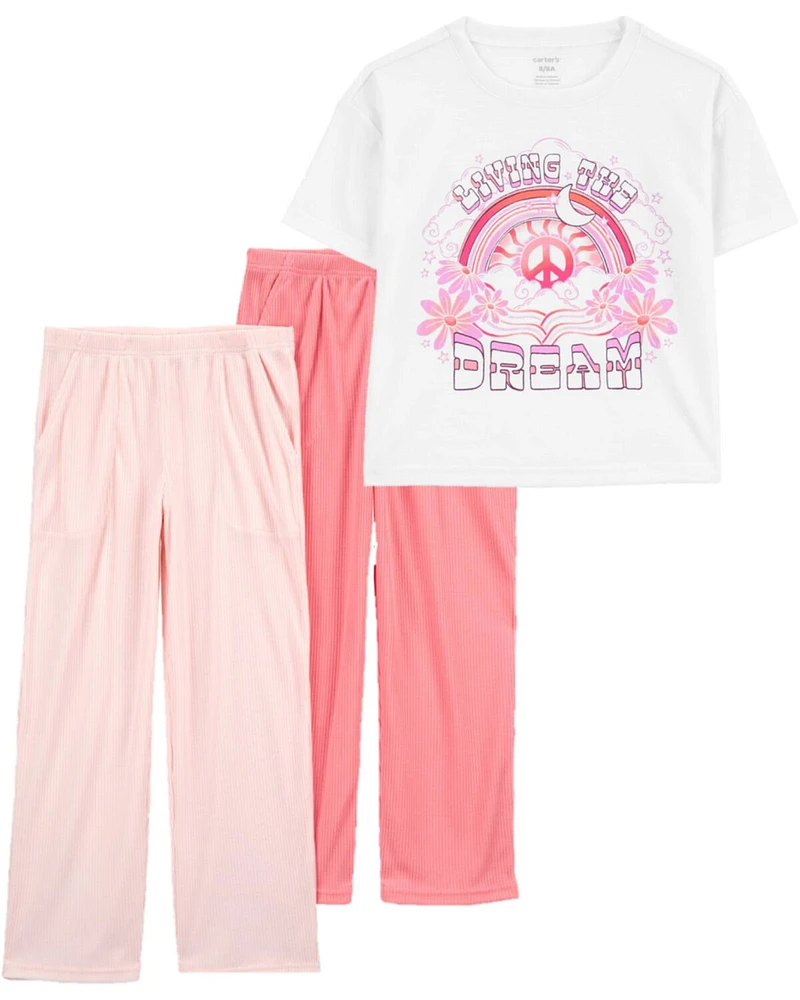 Kid 3-Piece Cropped Pajama Tee & Pants Set