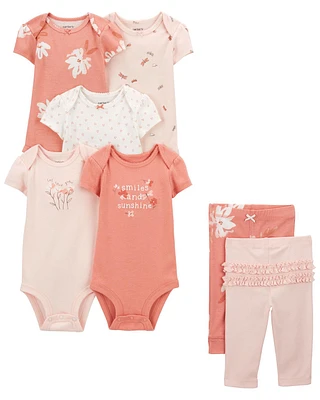 Baby 7-Piece Floral Bodysuits & Leggings Set