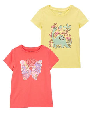 Toddler 2-Pack Dinosaur & Butterfly Graphic Tees