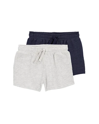 Kid 2-Pack Knit Denim Pull-On French Terry Shorts