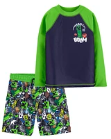 Kid Minecraft™  Rashguard & Swim Trunks Set