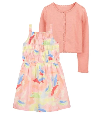 Kid 2-Piece Sleeveless Dress & Button-Front Cardigan Set