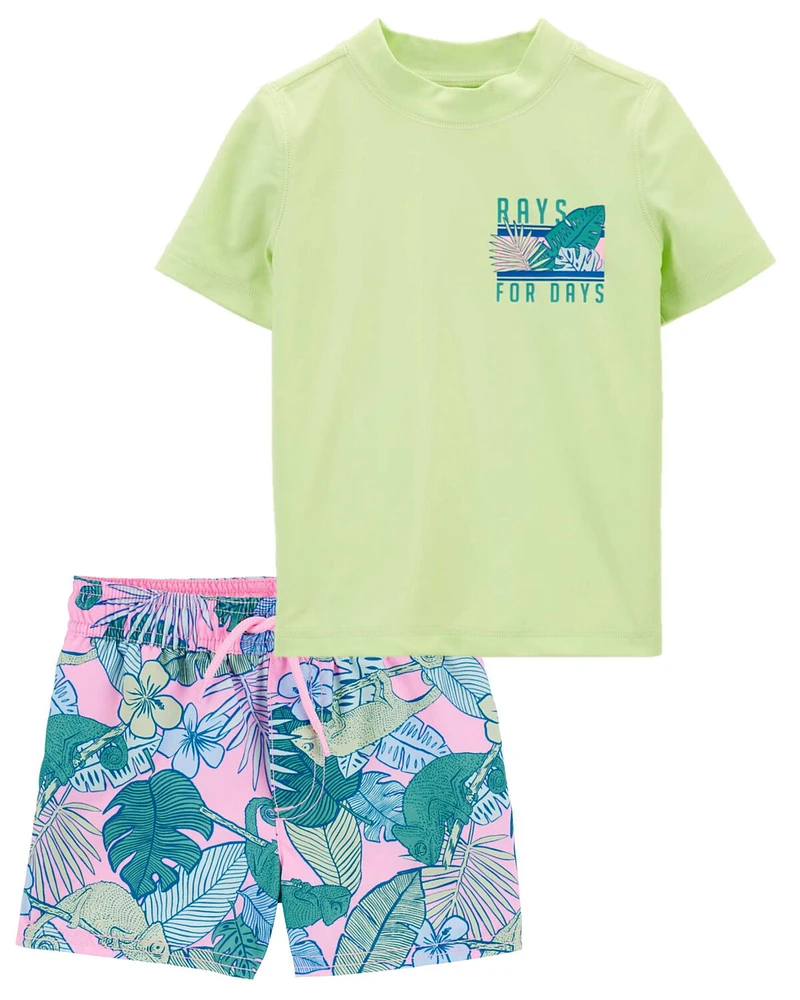 Toddler Short-Sleeve Rashguard & Swim Trunks Set