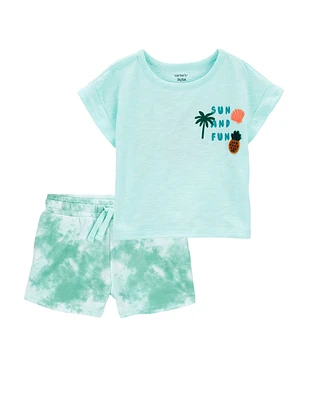 Baby 2-Piece Sun And Fun Tee & Tie-Dye Pull-On Shorts Set
