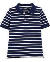 Kid Navy Striped Piqué Polo Shirt