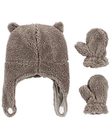 Baby 2-Pack Sherpa Hat & Mittens Set
