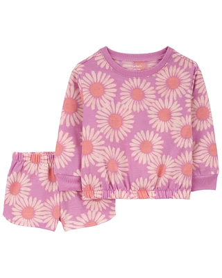 Toddler 2-Piece Daisy French Terry Pajamas