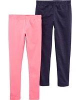 Kid 2-Pack Navy & Pink Leggings