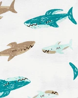 Toddler 4-Piece Shark 100% Snug Fit Cotton Pajamas