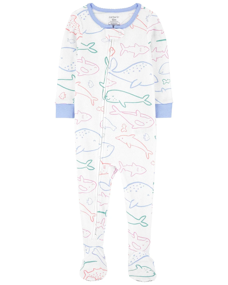 Baby 1-Piece Whale Thermal Footie Pajamas