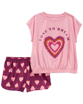 Kid 2-Piece Heart Loose Fit Pajama Set