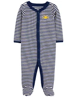 Baby Striped Snap-Up Terry Sleep & Play Pajamas