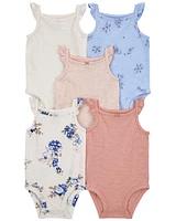 Baby 5-Pack Floral Flutter Bodysuits