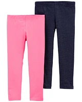 Toddler 2-Pack Pink & Navy Leggings