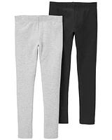 Kid 2-Pack Black & Gray Leggings