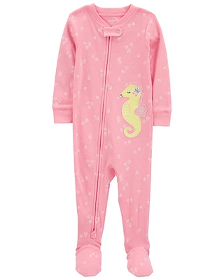 Baby 1-Piece Sea Horse 100% Snug Fit Cotton Footie Pajamas