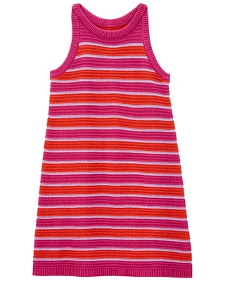 Kid Striped Tank Crochet Sweater Dress
