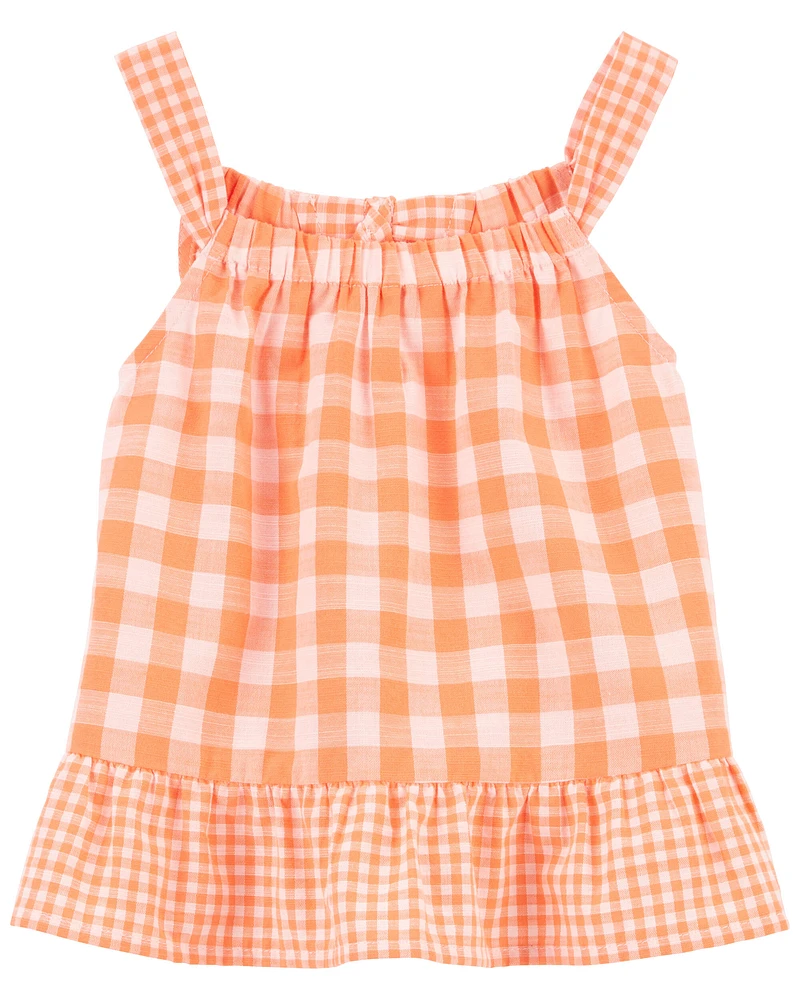 Toddler Gingham Peplum Tank