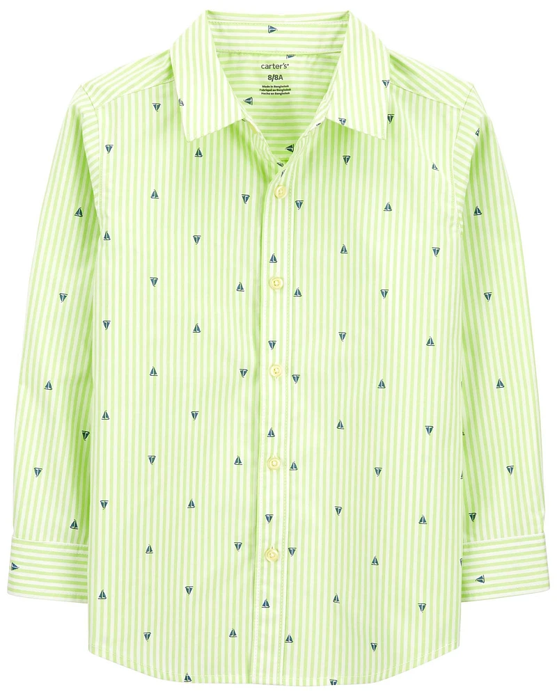 Kid Sailboat Button-Down Shirt